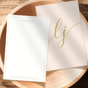 Simple Script Personalised Stationery Blush Gold