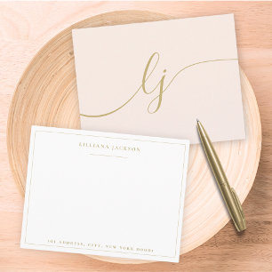 Simple Script Personalised Stationery Blush Gold Card