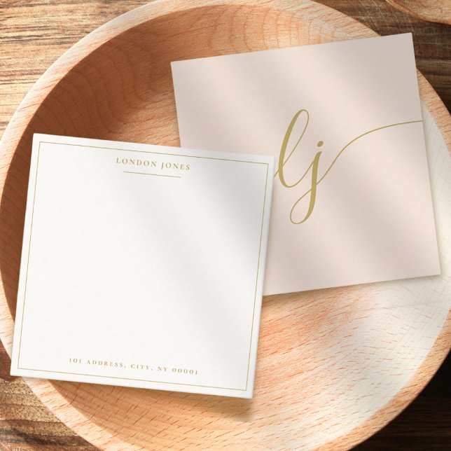 Simple Script Personalised Stationery Blush Gold Card (Creator Uploaded)