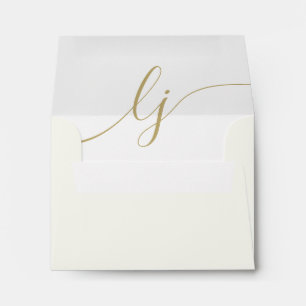 Simple Script Personalised Stationery Ivory Gold Envelope