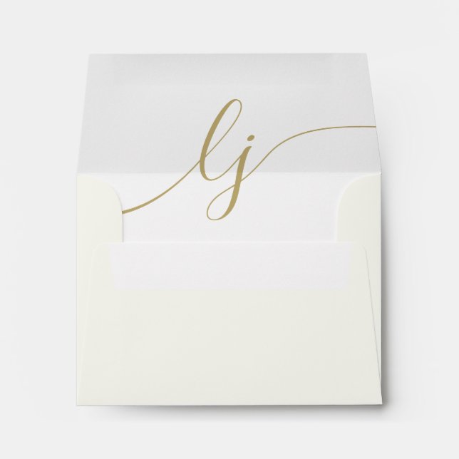 Simple Script Personalised Stationery Ivory Gold Envelope (Back (Bottom))