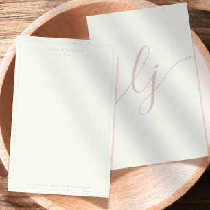 Simple Script Personalised Stationery Ivory Rose