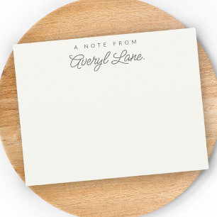 Simple Script Personalised Stationery Ivory White Card