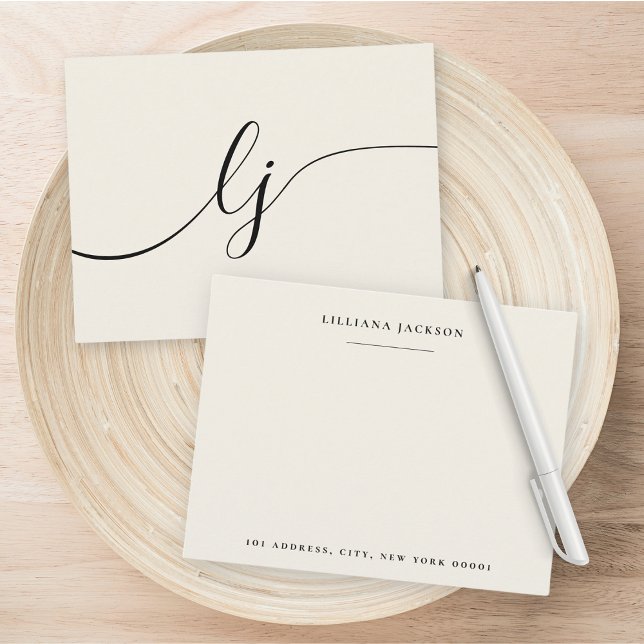 Simple Script Personalised Stationery Monogram Card (Creator Uploaded)