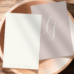 Simple Script Personalised Stationery Rose Ivory