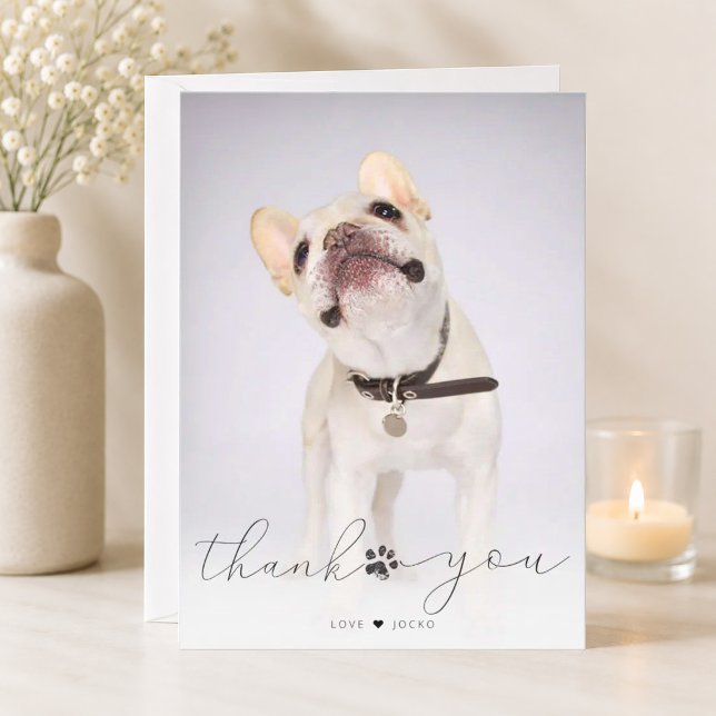 Simple Script Pet Memorial Photo Thank You Card (Creator Uploaded)