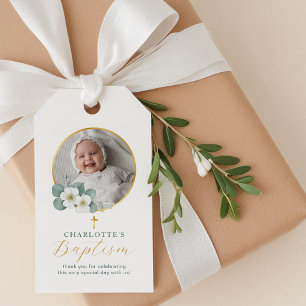 Simple Script Photo Baptism Tag   Personalised 
