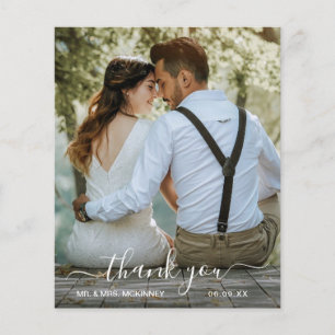 Simple Script Photo Budget Wedding Thank You Card