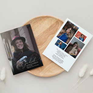 Simple Script Photo Collage Graduation  Announcement