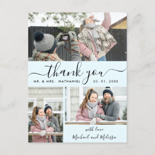 Simple Script Photo Collage Wedding Thank You Post Postcard