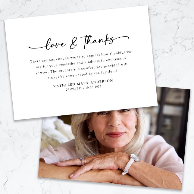 Simple Script Photo Funeral Thank You Card (Creator Uploaded)