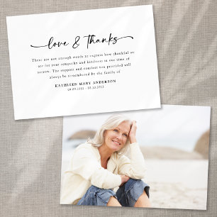 Simple Script Photo Funeral Thank You Card