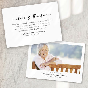 Simple Script Photo Funeral Thank You Card