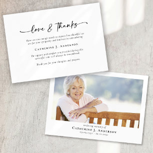 Simple Script Photo Funeral Thank You Card