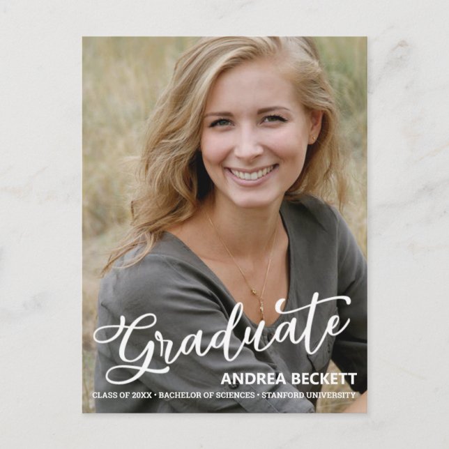 Simple Script Photo Graduation Announcement (Front)