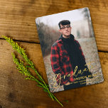 Simple Script Photo Graduation Announcement<br><div class="desc">Let the world know you've done it...  you've graduated,  with these modern and stylish real foil pressed graduation announcement cards. Easily change the template photo and wording to make these cards unique to you.</div>