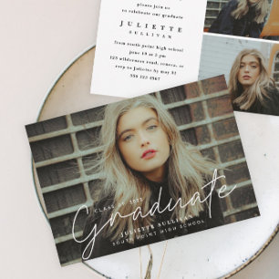 Simple Script Photo Graduation Invitations