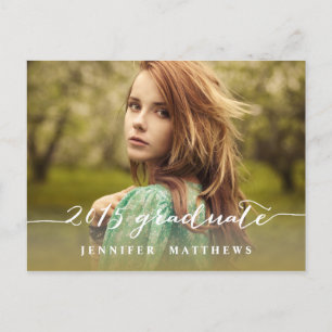 Simple Script Photo Graduation Party Invitation Postcard