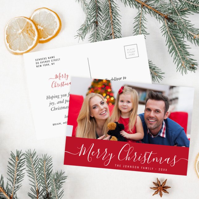 simple script photo merry christmas postcard (Creator Uploaded)