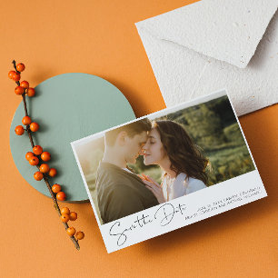 Simple Script Photo QR Code Photo Save the Date Invitation