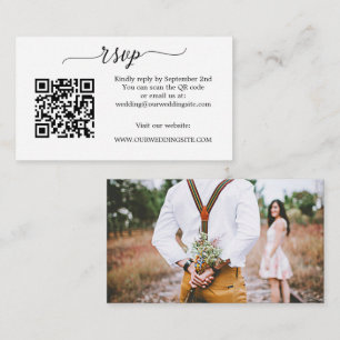 Simple Script Photo QR Code Wedding RSVP Enclosure Card