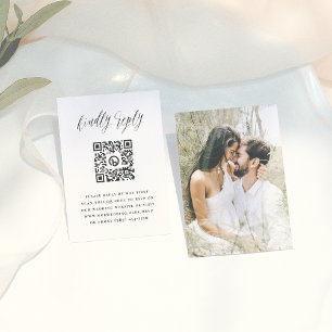 Simple Script Photo QR Code Wedding RSVP Enclosure Card