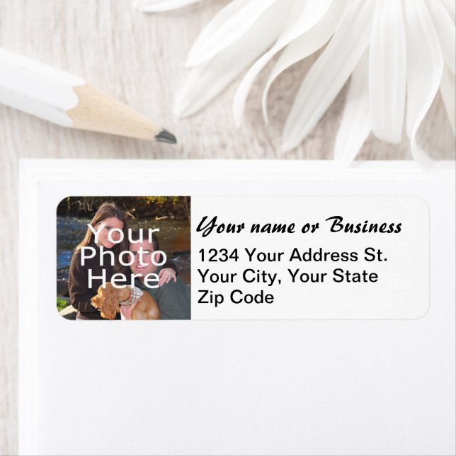 Simple Script Photo Return Address Label (Insitu)