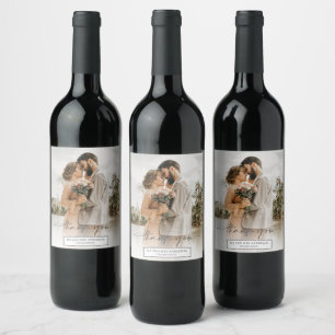 Simple Script Photo Wedding Favour Wine Label