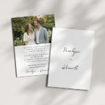 Simple Script Photo Wedding Minimalist Whimsical  Invitation<br><div class="desc">This wedding invitation features oversized handwritten script names on a clean white background, with a full photo panel on the reverse side for a personal, editorial touch. The minimal design lets the couple's names and photo do all the talking. Perfect for the bride planning a quiet luxury or modern minimalist...</div>