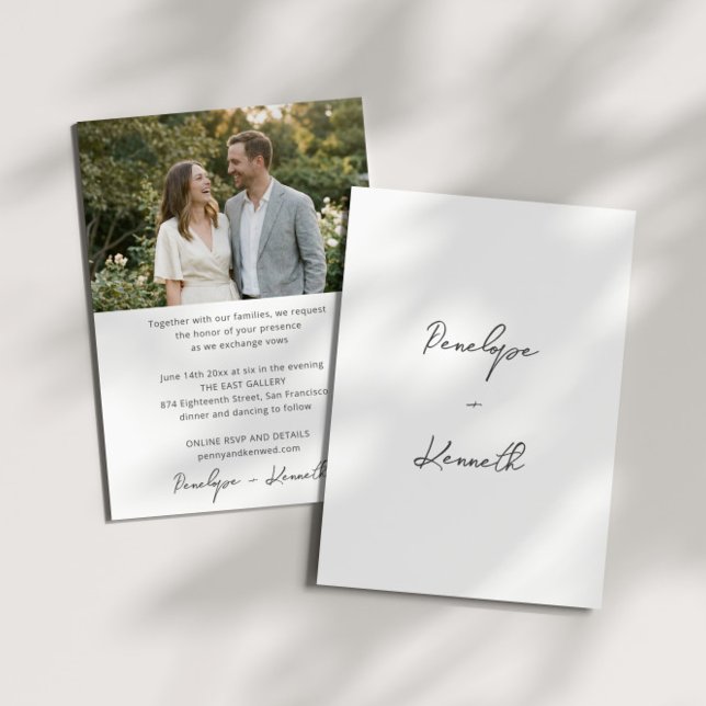 Simple Script Photo Wedding Minimalist Whimsical  Invitation (Creator Uploaded)