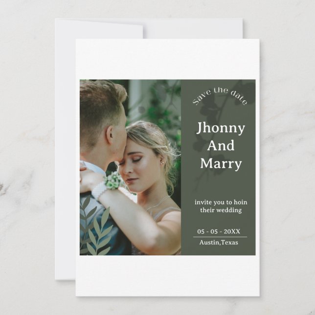 Simple Script Photo Wedding save the date cards (Front)