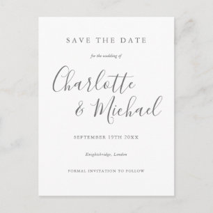 Simple Script Photo Wedding Save the Date Postcard