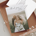 Simple Script Photo Wedding Thank You Card<br><div class="desc">Simple Script Photo Wedding Thank You Card. The back has a thank you message that you can personalize for each guest or remove if you prefer to hand write your thank you. Click the edit button to customize this design.</div>