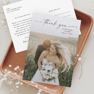 Simple Script Photo Wedding Thank You Card
