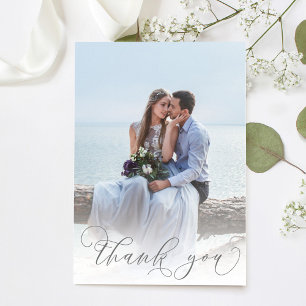 Simple Script Photo Wedding Thank You Card