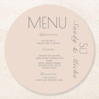 Simple Script Pink Grey Wedding Dinner Menu