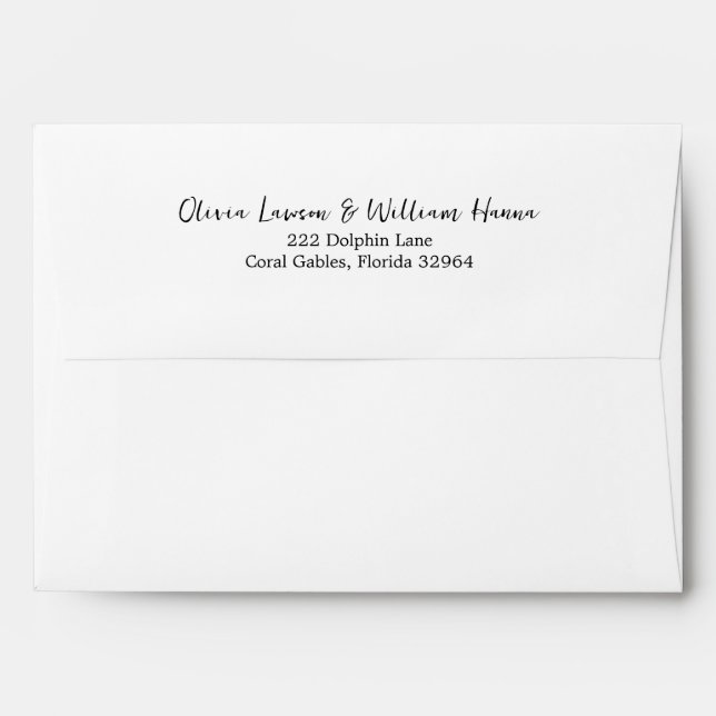 Simple Script Preprinted Return Address Envelope (Back (Top Flap))