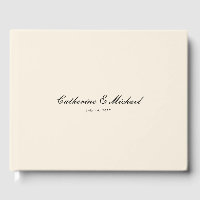 Simple Script Pretty Cream Wedding Guest Book