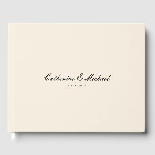 Simple Script Pretty Cream Wedding Guest Book