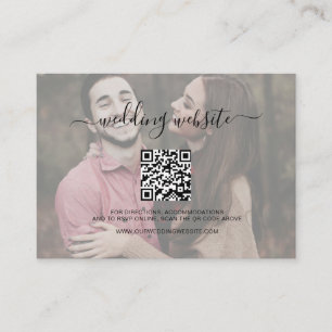 Simple Script QR Code Photo Wedding Website Enclosure Card