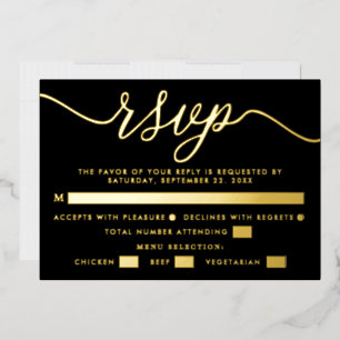 Simple Script - Real Foil - Wedding RSVP & Menu