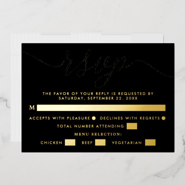 Simple Script - Real Foil - Wedding RSVP & Menu (Envelope)