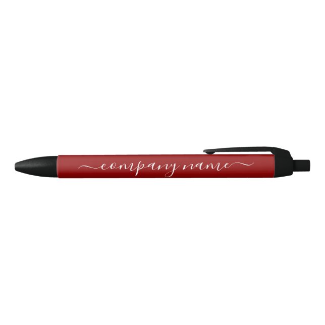 Simple Script - Red & White - Company/Event Black Ink Pen (Top)