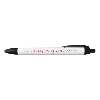 Simple Script - Red & White - Company/Event Black Ink Pen