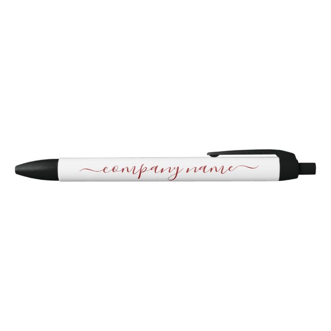 Simple Script - Red & White - Company/Event Black Ink Pen (Top)