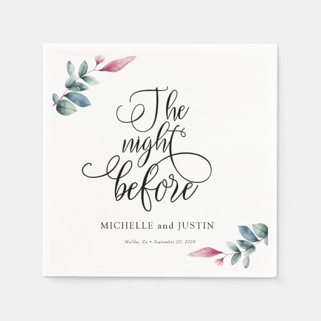 Simple Script Rehearsal Dinner  Sign Napkin (Front)