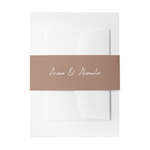 Simple Script Rich Brown Wedding Invitation Belly Band