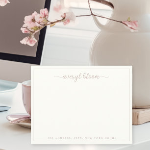 Simple Script Rose Border Personalised Stationery Card