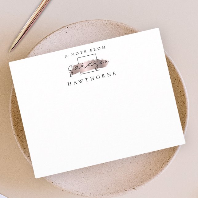 Simple Script Rose Gold Personalised Stationery Card (Creator Uploaded)