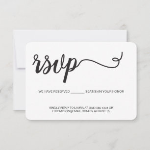 Simple Script RSVP birthday Reserved Seat Card